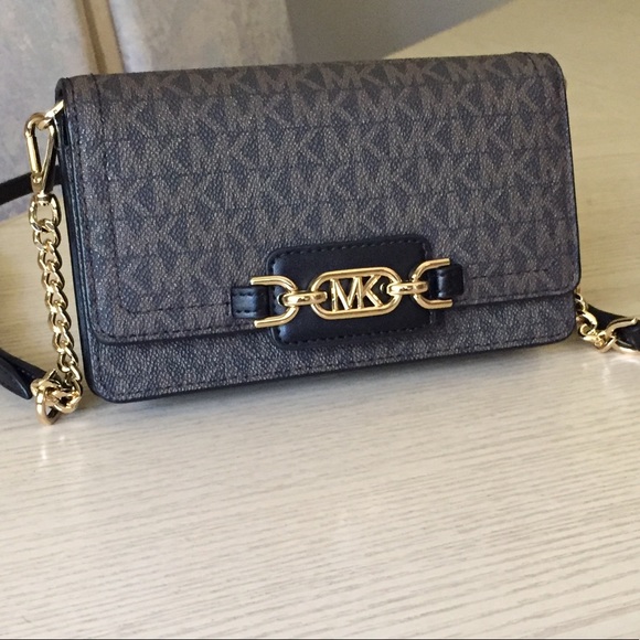 Michael Kors Handbags - Michael Kors Heather Brown, Black Crossbody Bag